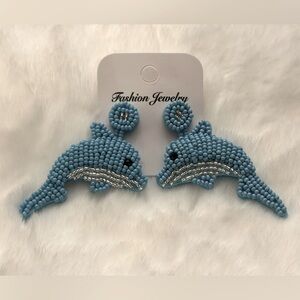 Blue and Silver dolphin earrings